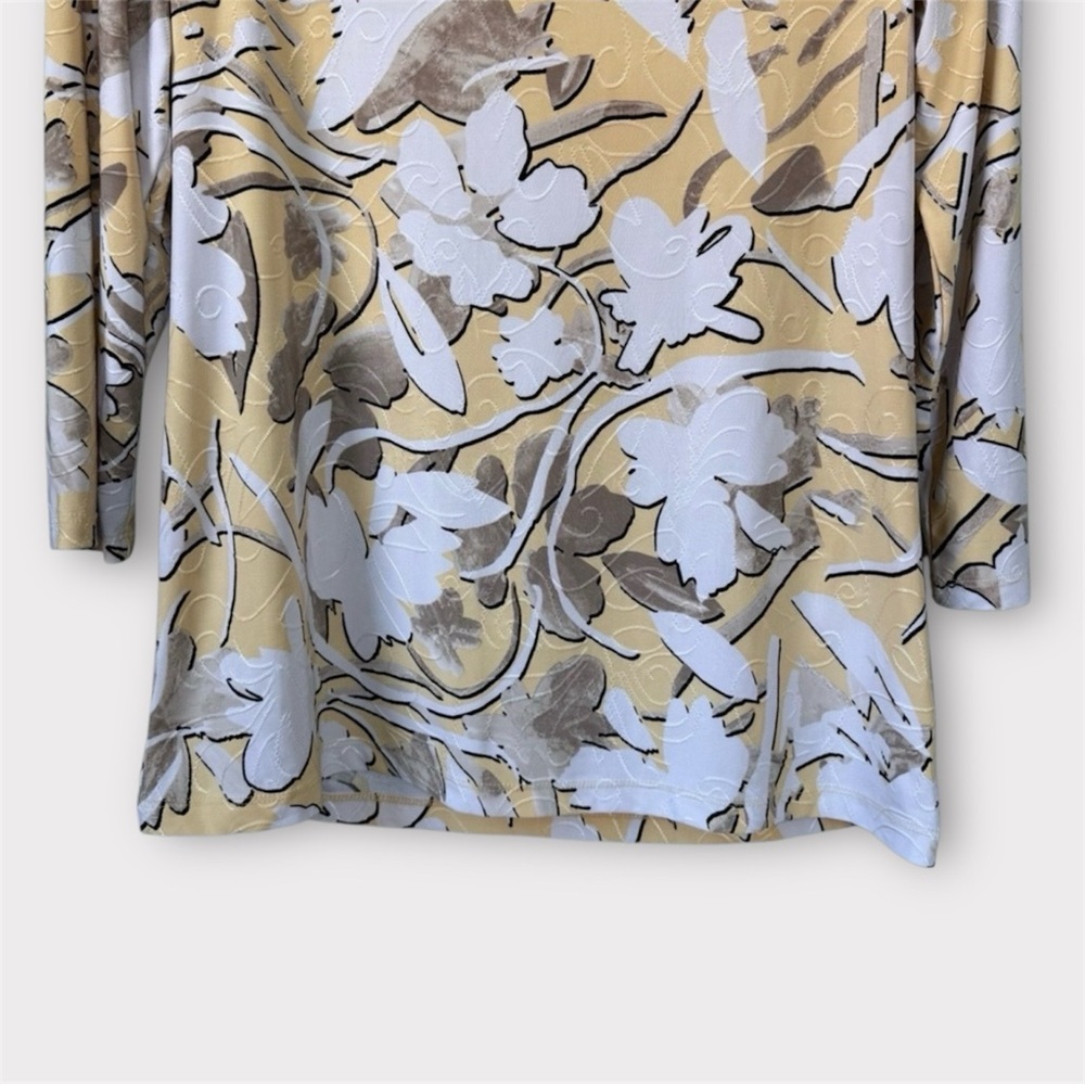 JM Collection Women’s Blouse Floral Yellow and White - Picture 5 of 13